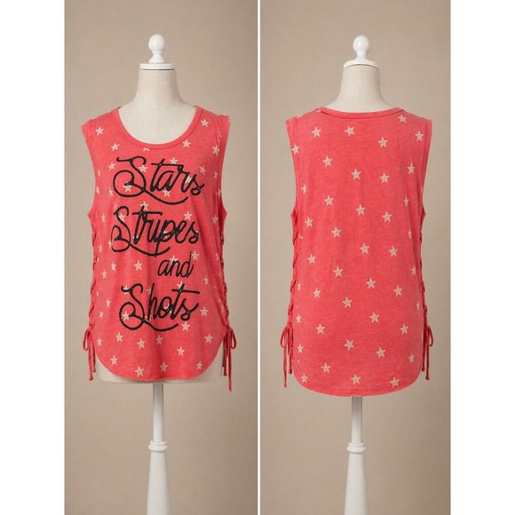 Shyanne Tops - Shyanne Stars Stripes and Shots Tank XL Western Country Concert Top